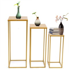 3 Durable Metal Wedding Flower Stands Rectangular Rack Vase Plant Golden Rack