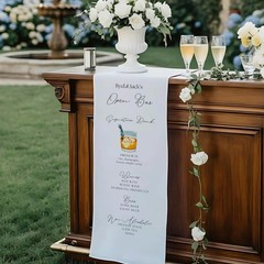 Custom Linen Open Bar Menu Banner Rehearsal Dinner Cocktails