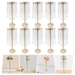 10 Pc Crystal Flower Stand Table Centerpieces For Wedding Gold Flower Holder