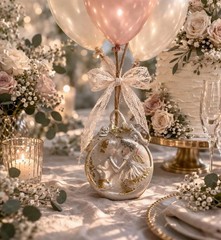 Luxury Gold Leaf Resin Balloon Weight Anchors Set of 4, Romantic Wedding Decor
