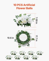 VEVOR Flower Balls Wedding Centerpieces 17.7-Inch Fake Flower Arrangement 10 PCS