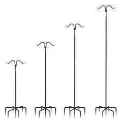 Shepherds Hooks 2 Pack Heavy Duty Two Sided Garden light Pole with 7 Base Prongs