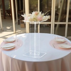 24 in Clear Acrylic Flower Display STAND Square Top and Base Party Decorations