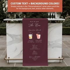Custom Fabric Wedding Bar Menu Sign Signature Cocktails