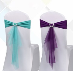 10X Chair Cover Band Bow Sashes Rhinestone Buckle Slider Banquet Wedding Party