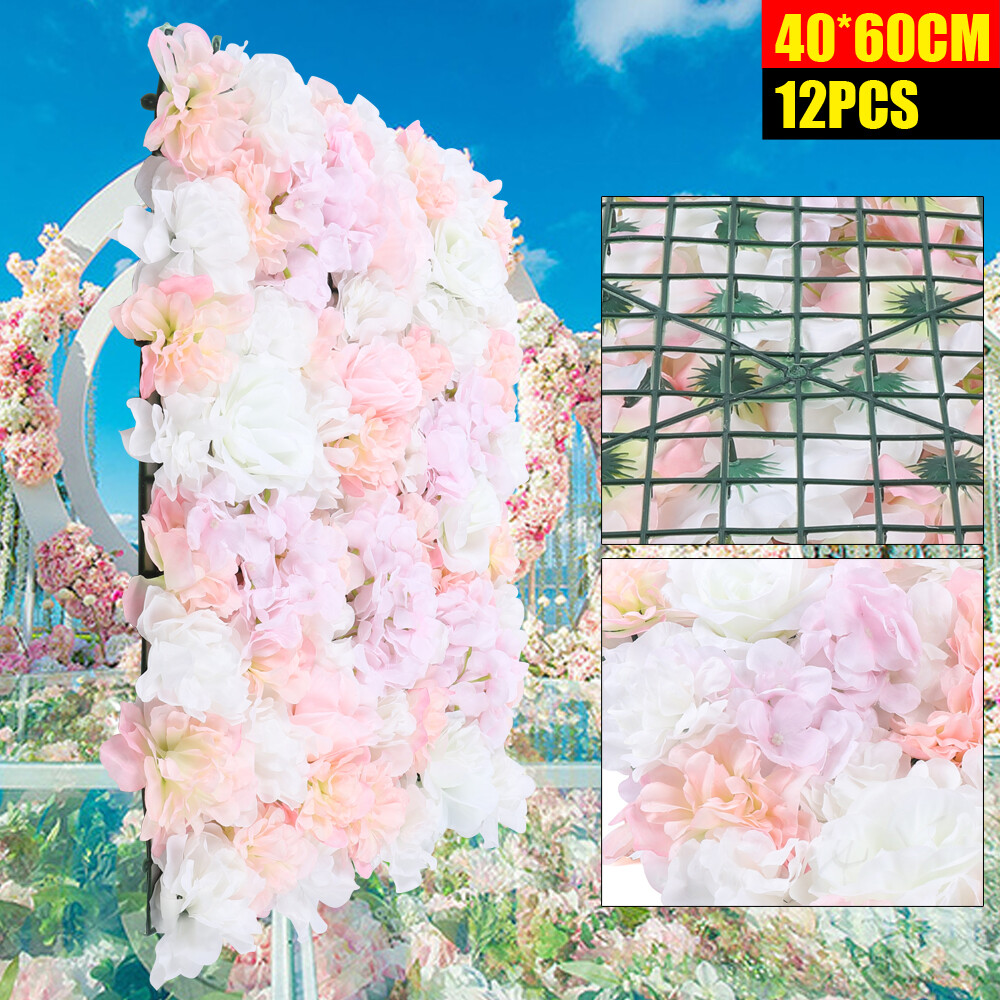 12* Artificial Flower Wall Panel Hydrangea Rose Photo Wall Wedding Home Decor