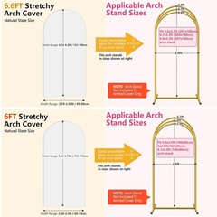 Wedding Arch Cover (7.2FT, 6.6FT, 6FT) Set of 3 Spandex Fitted Wedding Arch Stan