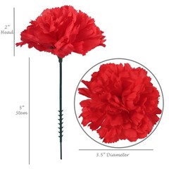 Larksilk Red Carnations, Fake Flowers, 100 Pack for Events, Weddings, DIY