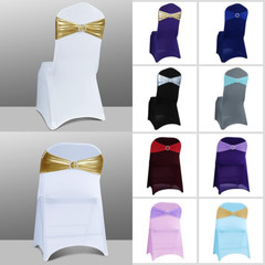 50PCS Metallic Gold Spandex Chair Sashes with Buckle for Weddings & Events