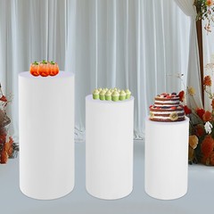3pcs Pedestal Stand White Pedestal Display Stand Cylinder Pedestal Stand Set