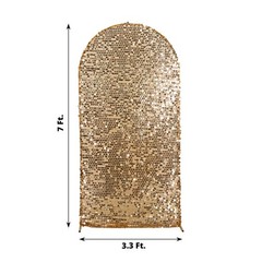 7 ft GOLD Big Payette Sequin Fitted Round Top Wedding Arch STAND COVER Party