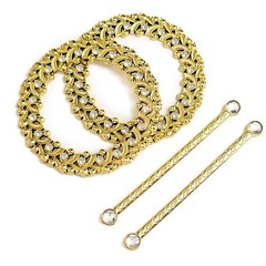2 GOLD Plastic 7″ Round Curtain Tie Backs Acrylic Crystals Drapery Holdbacks