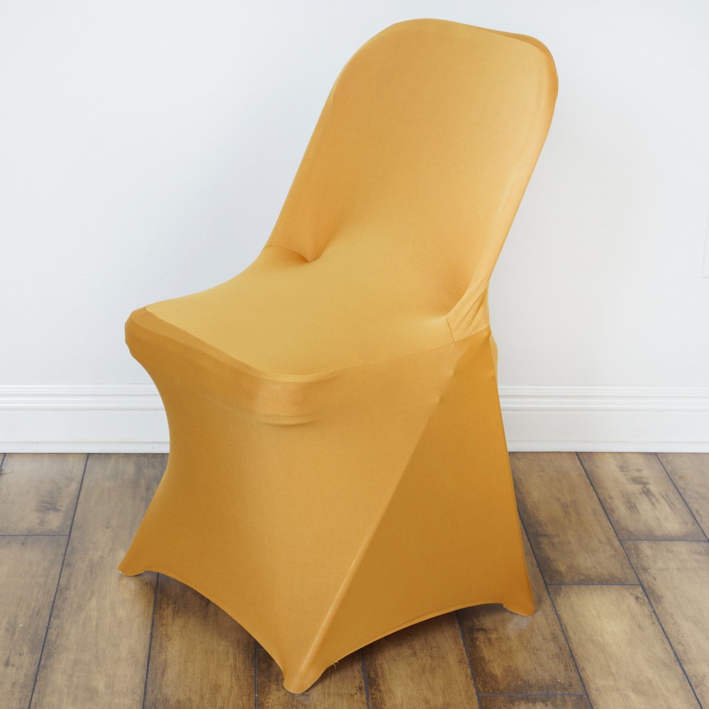 10 Gold Stretchable Spandex Chair Covers Wedding Banquet Reception Decorations