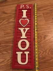 Ashland Wooden Red Shutter Home Wall Decor. NEW. I LOVE YOU Rustic