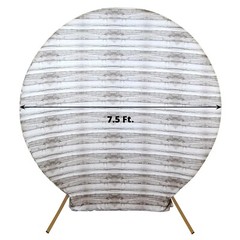 7.5 ft Rustic White Fitted Spandex Round Backdrop STAND COVER Wood Design Party