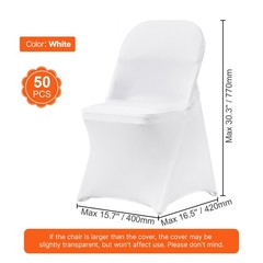 VEVOR 50PCS White Stretch Spandex Folding Chair Covers for Wedding Party Dining