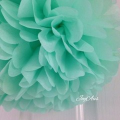 6x 30cm Cool Mint tissue paper pom poms wedding party baby shower decorations