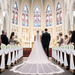 34 Pcs Church Pew Wedding Decorations Fabric Tulle Silk Flower Pew Clips White