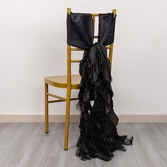 5 BLACK Curly Willow Chiffon Satin CHAIR SASHES Party Event Decorations Supplies