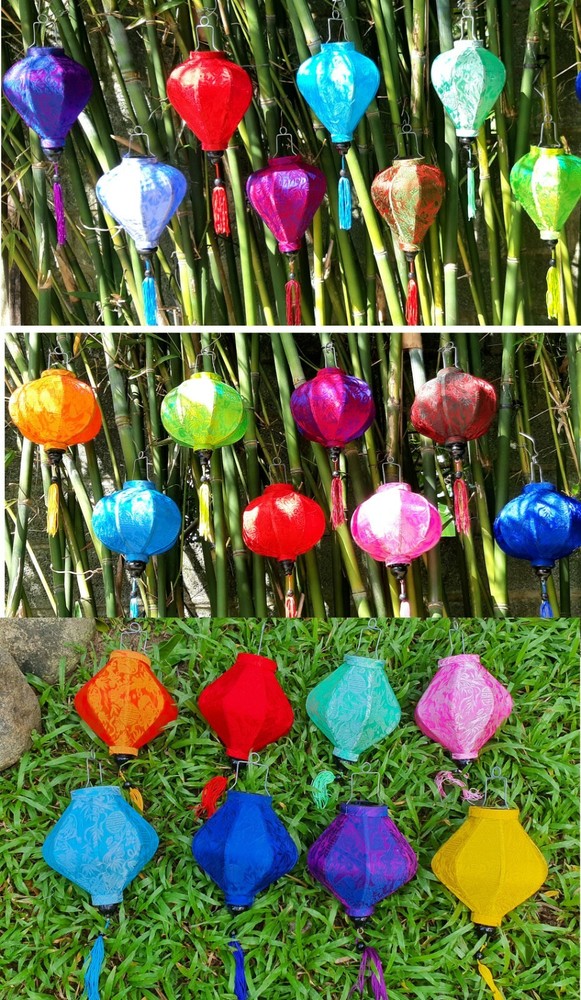 Set 16 pcs of Vietnamese silk lanterns 22cm for home decoration – events decor