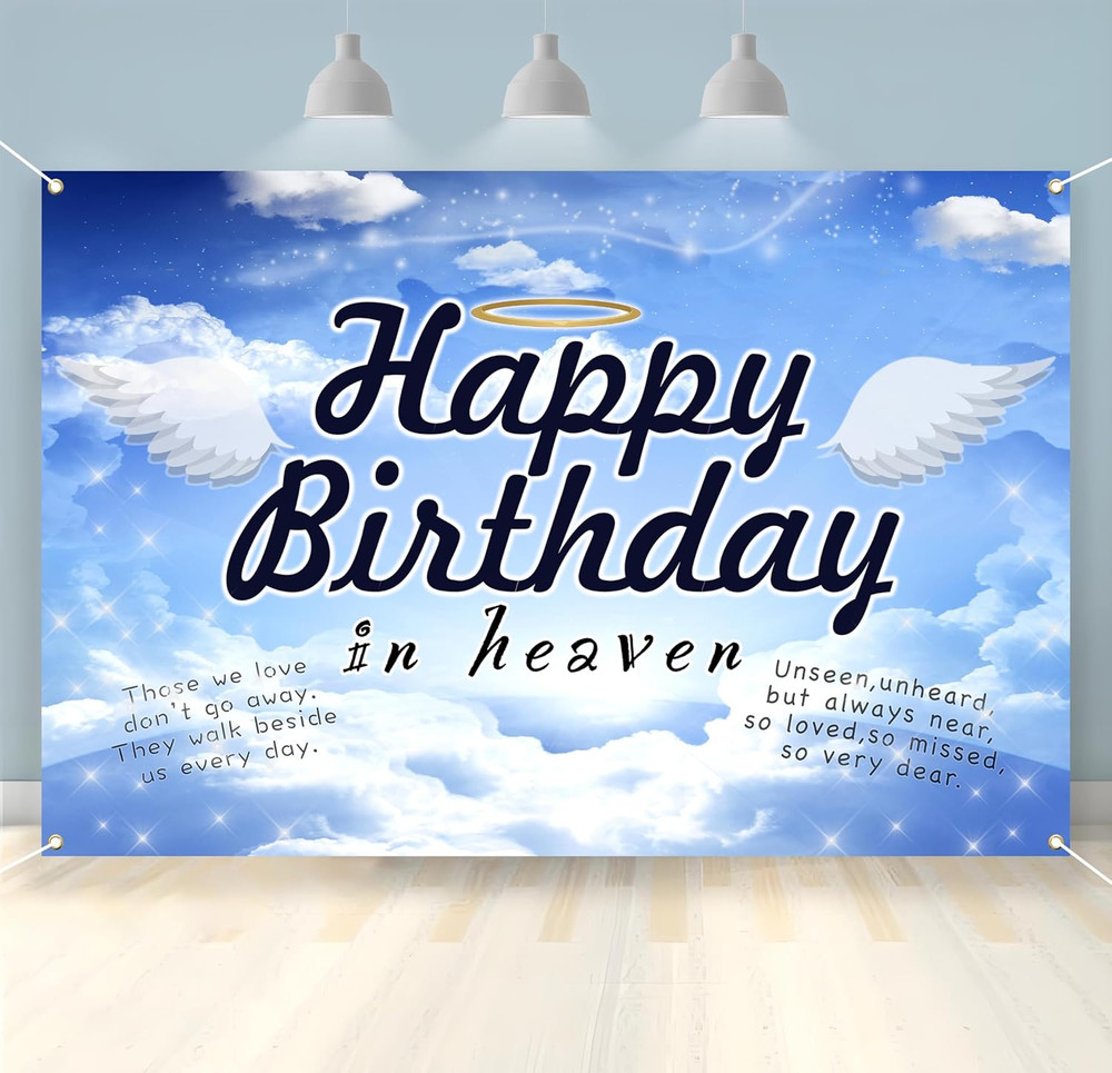 Heavenly Birthday Memorial Backdrop for Celebration of Life Events