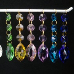 10Pcs Horse Eye Crystal Lamp Prism Pendant Gold rings Chandelier Hang Suncatcher