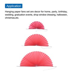 Hanging Paper Fans Party Set 6Pcs Decoration for Home Birthday Wedding(Pink)