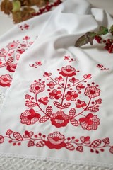 Ukrainian Wedding Rushnyk Set 4 Pcs Red Embroidered Ceremony Towels