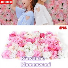 8xArtificial Rose Flower Wall Panel Artificial Silk Wedding Valentines Day Decor