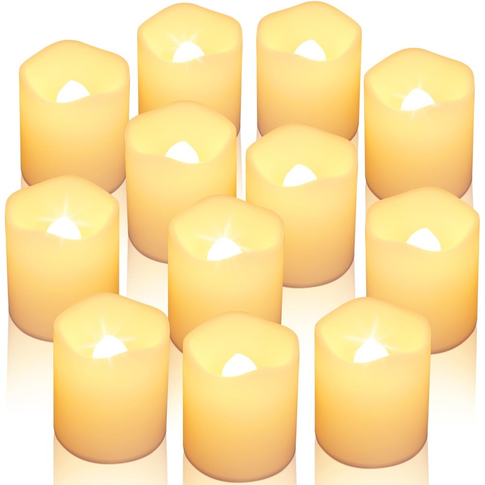 SHYMERY Flameless Votive Candles with Timer,12 Pack Last 15 Days Battery Oper…