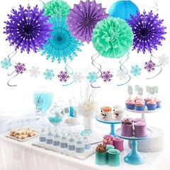 Winter-Wonderland Christmas-Snowflake Frozen Birthday Party Blue Purple Teal
