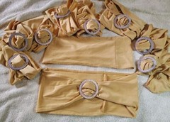 10 Pcs Gold Stretch Sequin Wedding Chair Bands w/ Buckle Slider Sashes Bow Decor