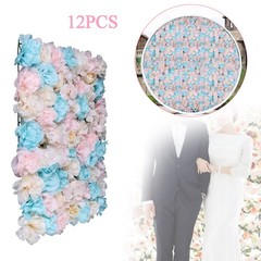 12PCS Artificial Flower Wall Panel White Hydrangea Rose Wedding Backdrop Decor