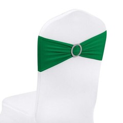 Peomeise 50pcs Emerald Spandex Chair Sashes with Buckle Slider for Wedding, P…