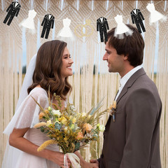 Bride and Groom Wedding Dress Garland Banner, 9.8 Ft Hanging Tuxedo and Gown wit