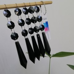 100pcs Acrylic Crystal Bead Pendant Black Garland Chandelier Hanging Wedding DIY