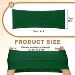 50 Pcs Spandex Chair Sashes Bows with Slider Buckle, Dark Green