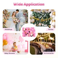 12 Pcs Pink Flower Wall Decor, 3D Silk Rose Floral Artificial Flower Wall
