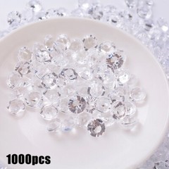 1000* 3-10mm Artificial Diamonds Fake Crystals Clear Gemstone Acrylic Stones UK