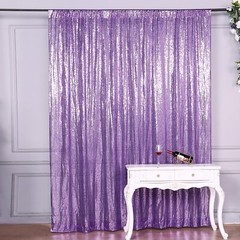 PURPLE 8 ft x 8 ft Sequined Backdrop Curtain Wedding Party Booth Decorations