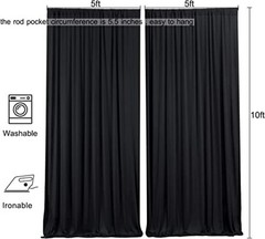 10 feet x 10 feet IFR Polyester Backdrop Drapes 60″W x 120″L (Pack of 2) Black