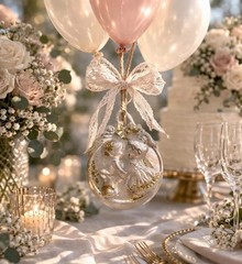 Luxury Gold Leaf Resin Balloon Weight Anchors Set of 4, Romantic Wedding Decor