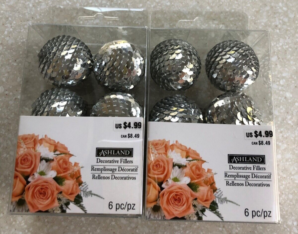 Ashland Silver Sequin 6-Piece Ball Decorative Filler – 2 Boxes