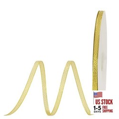 100yd 1/4″ Shiny Organza Sheer Ribbon,Metallic Glitter Ribbons 1/4″ (7mm) Gold