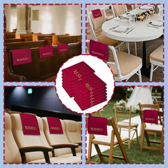 12 Pieces Velvet Reserved Chair Signs for Weddings – Gold Foil Church Pew Seatin