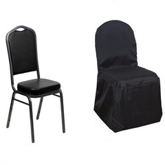 10 Black POLYESTER BANQUET CHAIR COVERS Wedding Party Dinner Decorations SALE