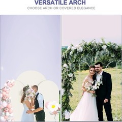 Metal Arch Backdrop Stand and Cover Set 7.2FT/6FT/6FT Wedding Arch Frame Party