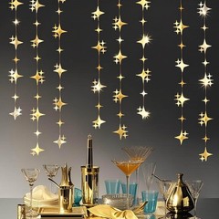 Glitter Gold Four-Angle Star Paper Garland Banner Décor 40 Feet Gold Twinkl