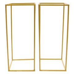 2x Metal Floor Stand Column Cube Shape Flower Holder Wedding Backdrop Decoration