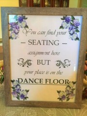 NWT Wedding Sign Seating Assignment Dance Floor Wood Glass Frame Party Decor